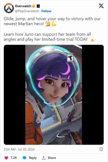 《守望先锋2》新辅助英雄“朱诺”限时免费试玩开启