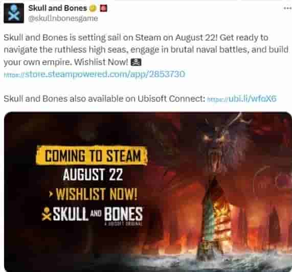 育碧海盗RPG游戏《碧海黑帆》官宣8月22日登陆Steam