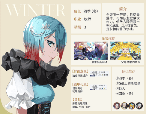 《宿命回响》手游四季·冬角色养成及搭配推荐
