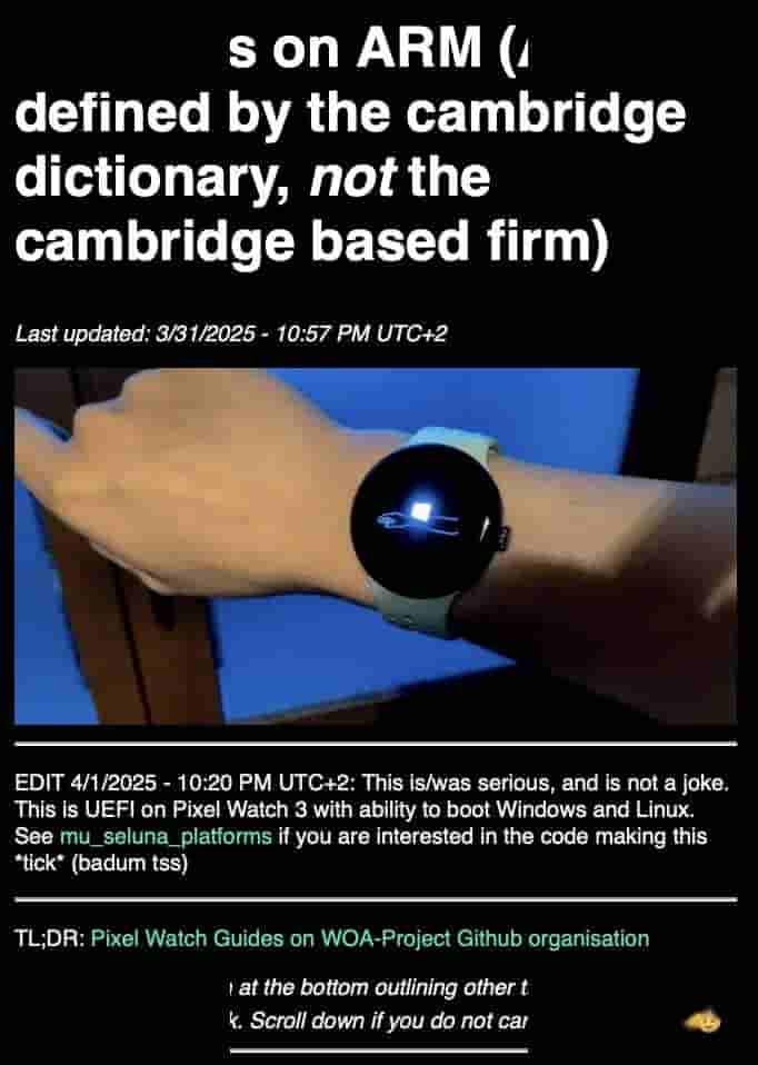 DIY大神将Windows系统“塞”进谷歌手表,PE环境成功运行!