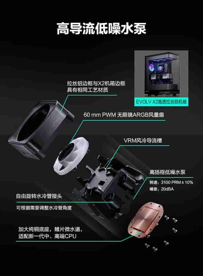 追风者Glacier One 360 D30 X2水冷新品：冷头增导流槽，散热再升级
