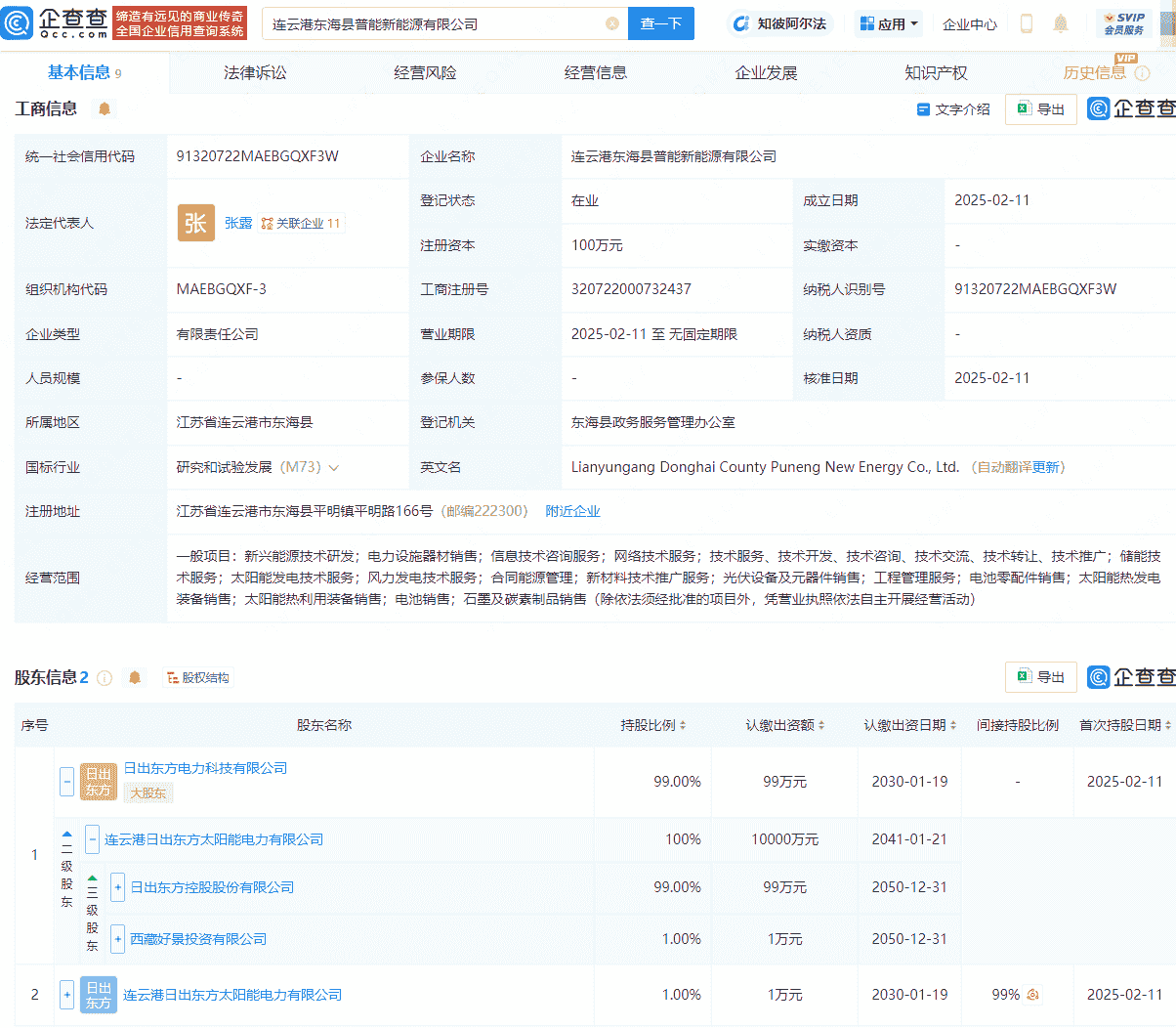 日出东方成立新公司，含电池零配件销售业务