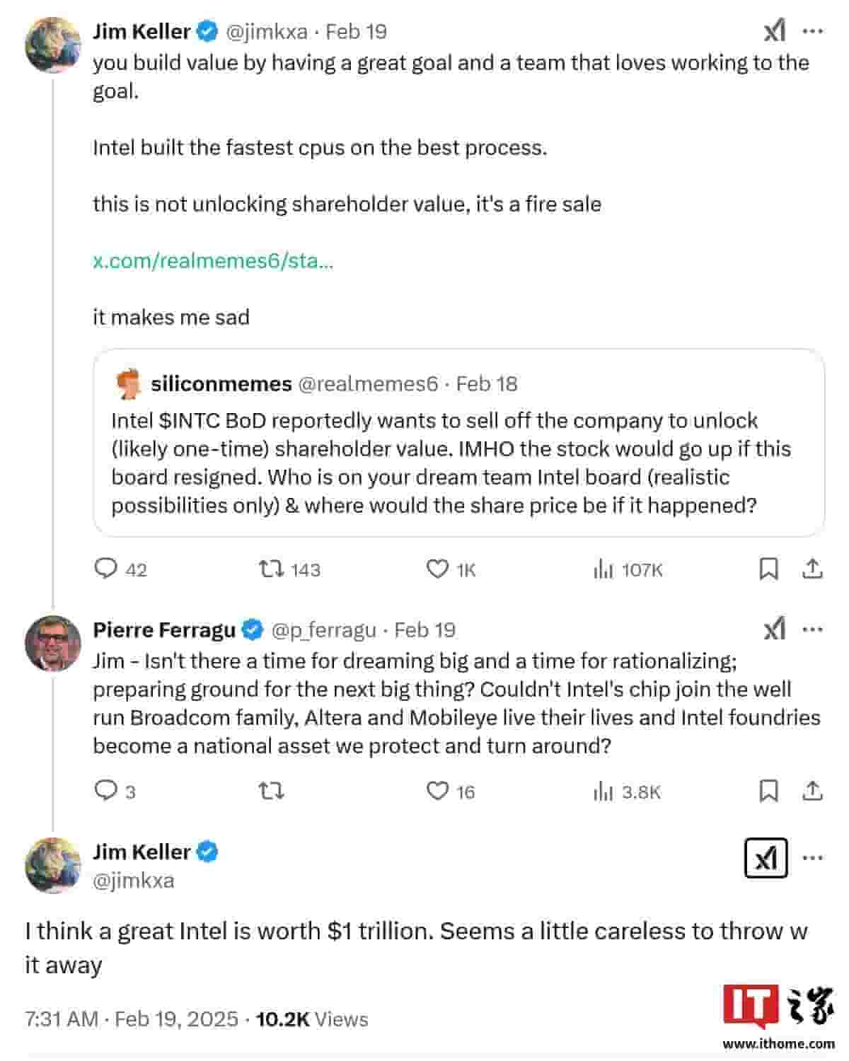 英特尔真要易主？前高管凯勒痛批：此举太过草率