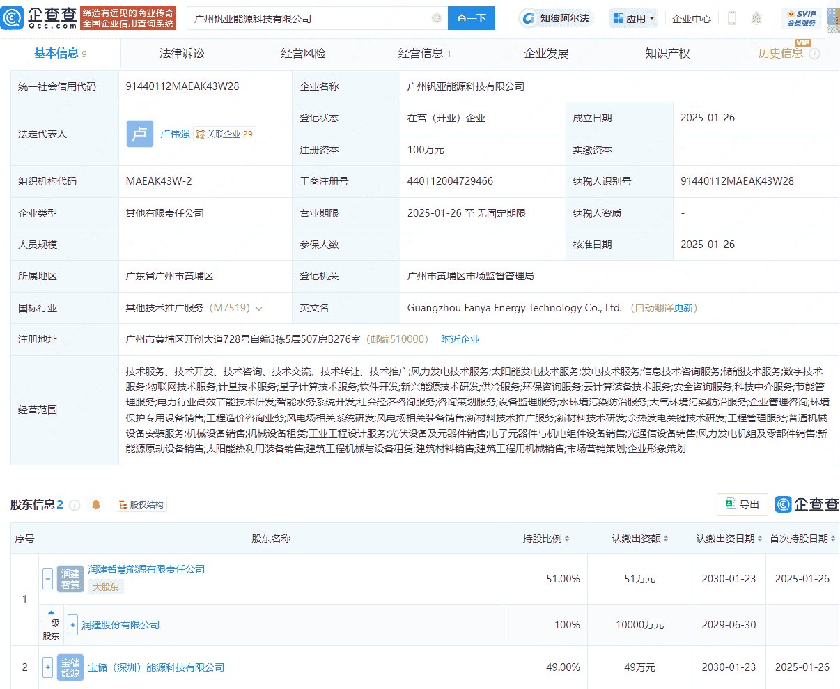 润建股份等在广州投资成立能源科技公司