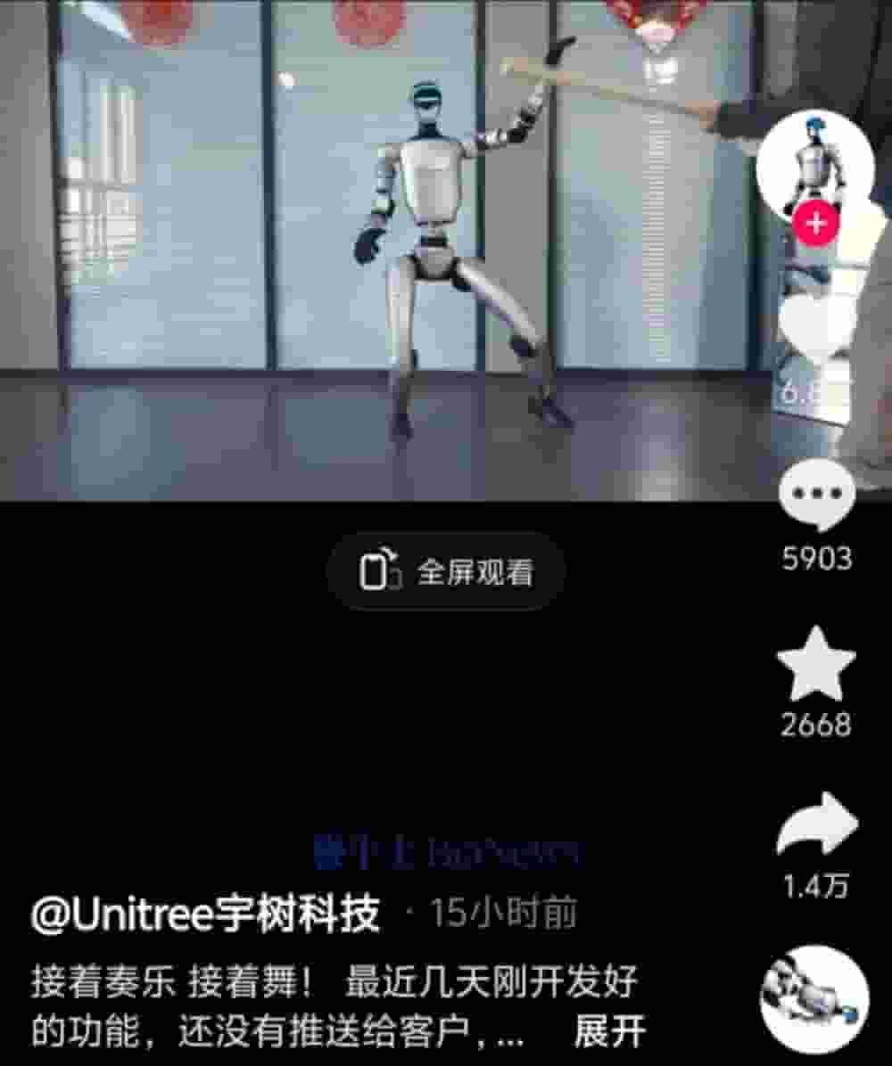 宇树科技实测：木棍击打干扰下，跳舞机