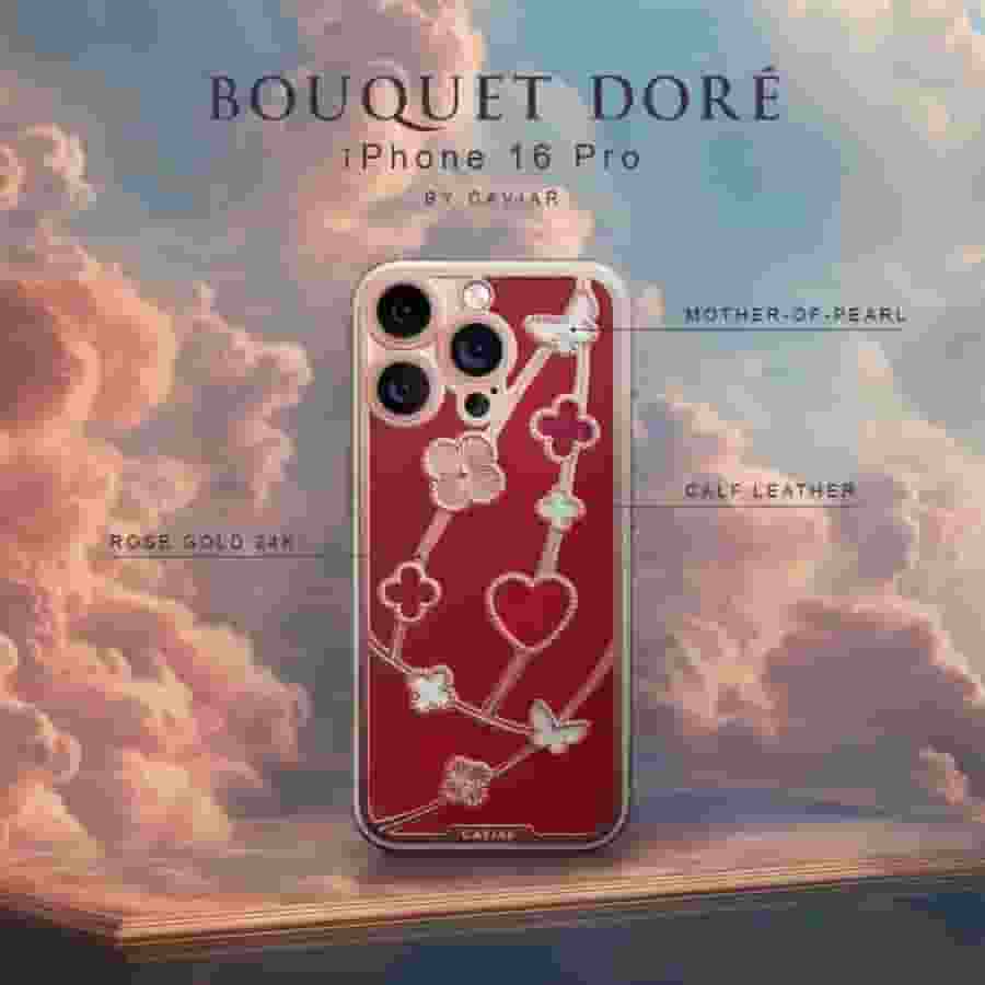 迪拜Caviar情人节特供：iPhone 16 Pro系列奢华新装，玫瑰金珍珠钻石闪耀登场