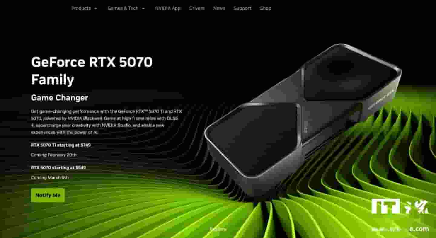 英伟达RTX 5070显卡延期上市，5070 Ti率先2月20日登场