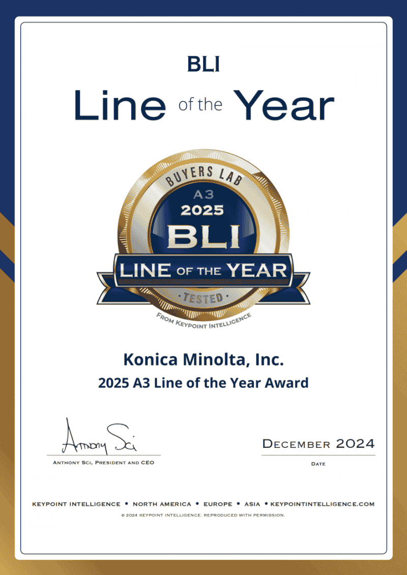 柯尼卡美能达i系列大放异彩，荣获Keypoint Intelligence五项年度大奖！