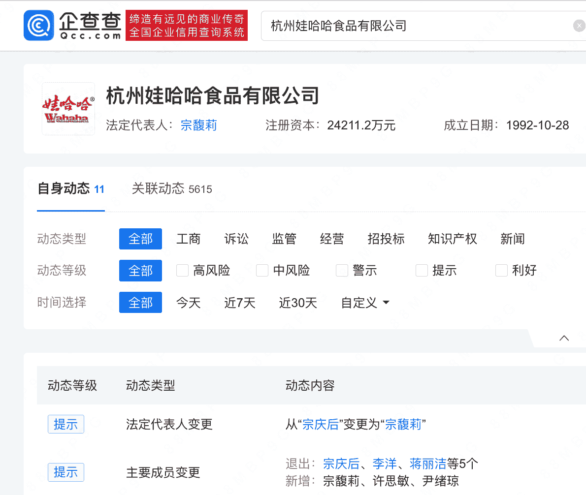 宗馥莉接管娃哈哈食品公司