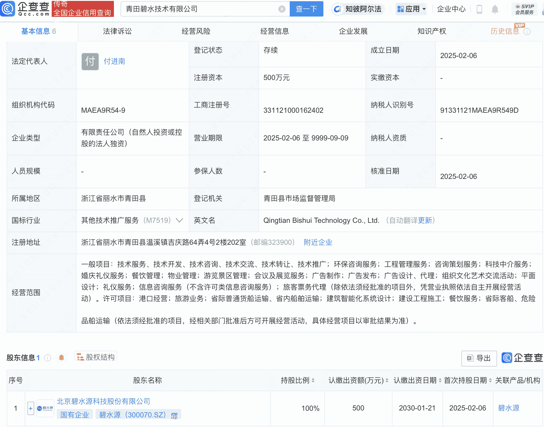 碧水源投资新设技术子公司