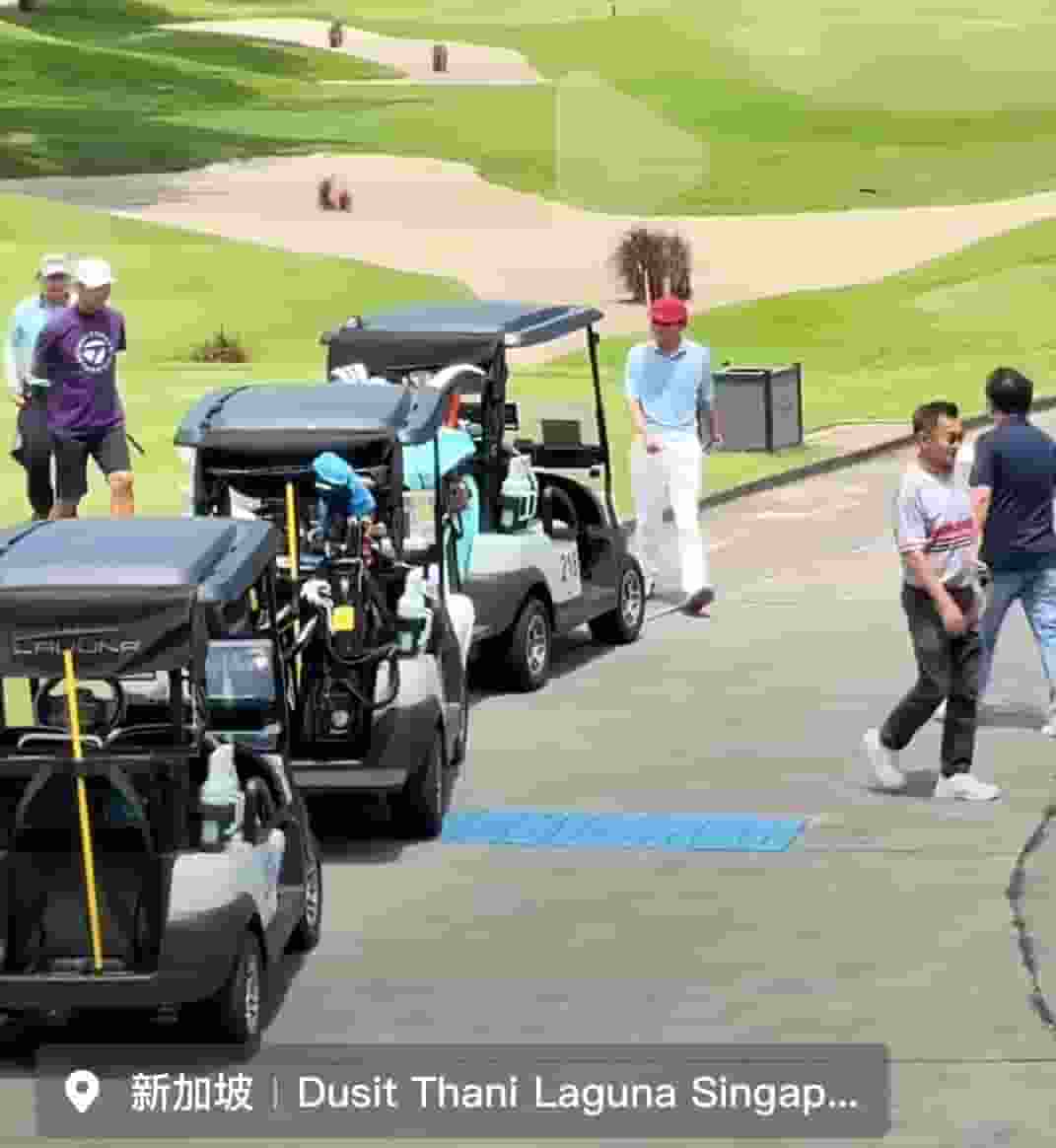 新加坡高尔夫球场，偶遇马云悠闲挥杆