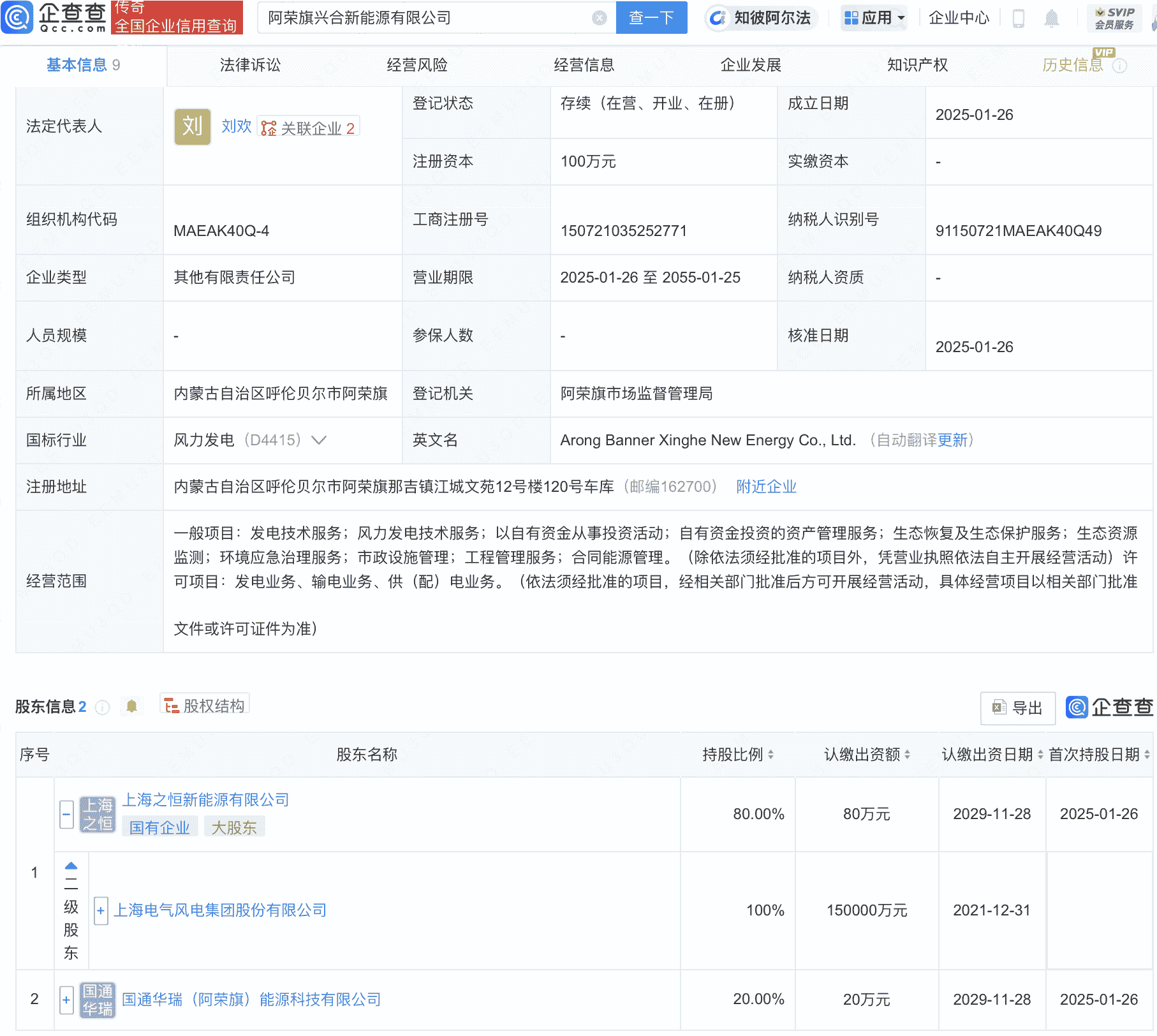 电气风电等成立新公司，含生态恢复业务