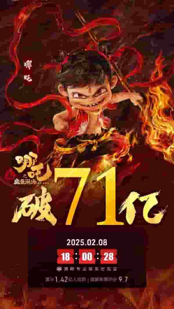 《哪吒之魔童闹海》观影人次破1.41亿，全球票房登顶动画电影新高峰！