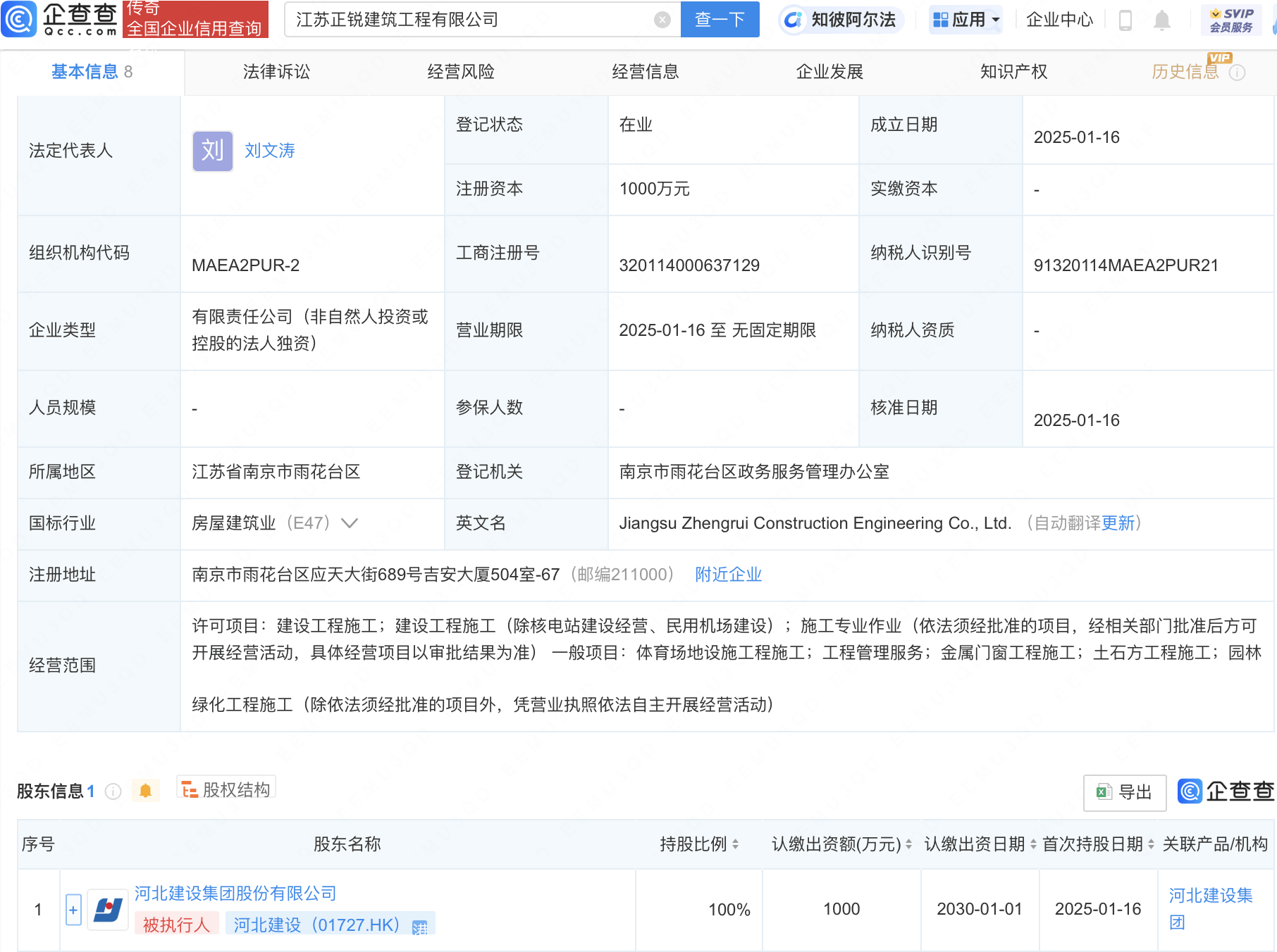 河北建设投资成立建筑工程新公司