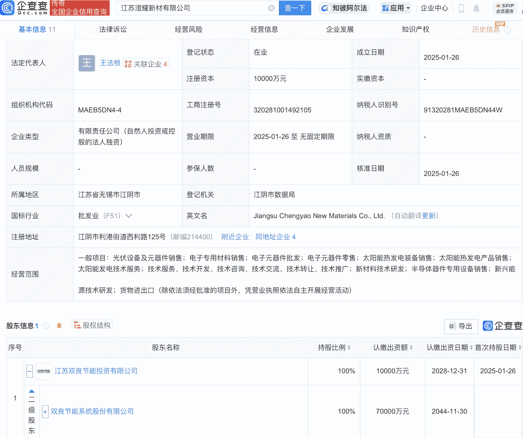 双良节能新动作！江苏澄耀新材成立，涉足半导体器件业务