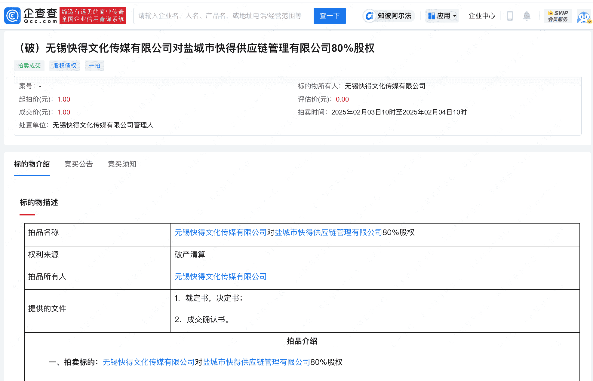 一元成交！这家公司80%股权拍卖背后有何隐情？