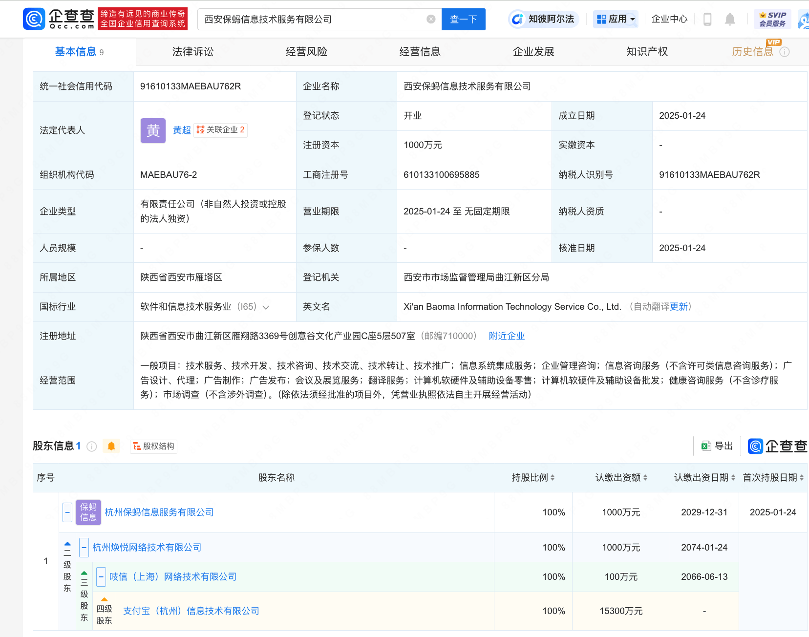 蚂蚁集团西安新设信息技术公司，布局信息服务领域