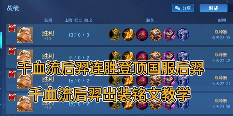 浩劫后羿出装铭文攻略（打造绝对输出的后羿装备和铭文选择）