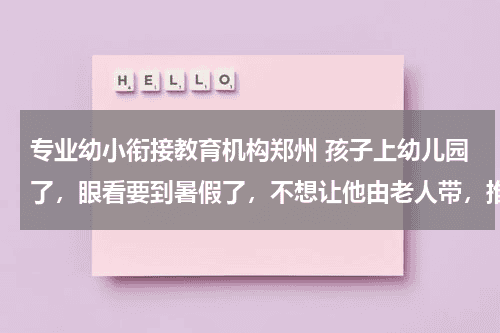 专业幼小衔接教育机构郑州 孩子上幼儿园了，眼看要到暑假了，不想让他由老人带，推荐一些郑州口碑比较好的早教机构吧？上个暑假班，教育资讯网-教育行业资讯百科大全