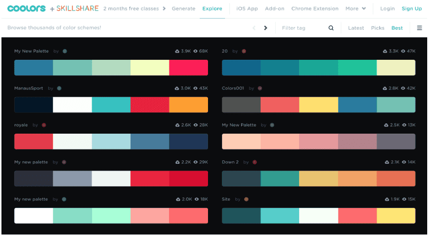 建造属于你的设计配色工具库，Coolor