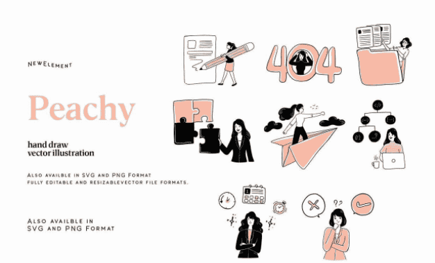 适用于404和BANNER页面的手绘小插画