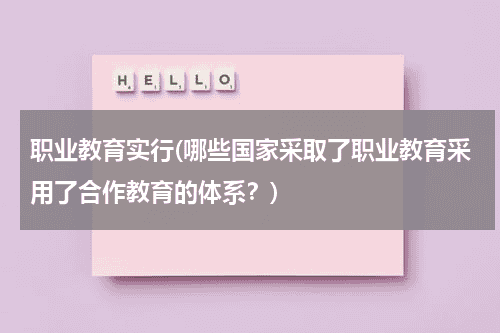 职业教育实行(哪些国家采取了职业