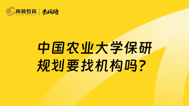 中国农业大学保研规划要找机构吗？找高顿去保研