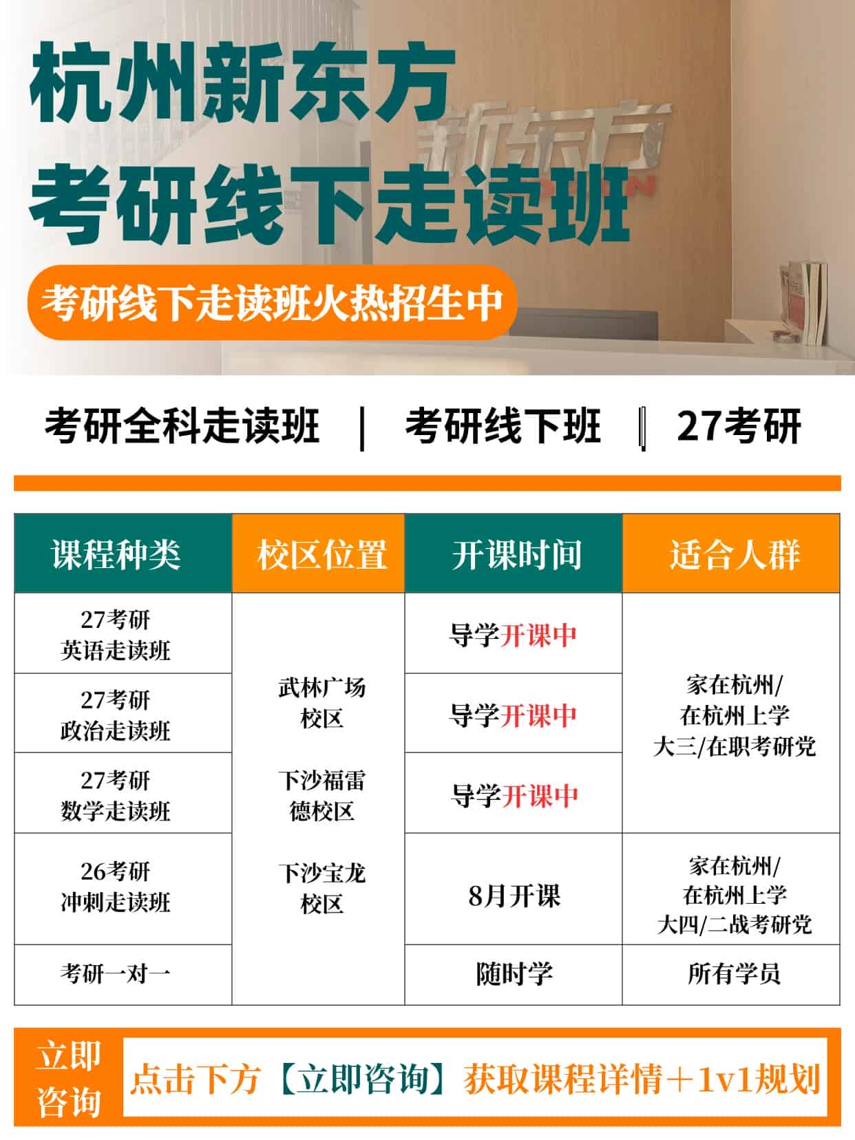 杭州新东方考研走读班招生 | 专注提升备考效率