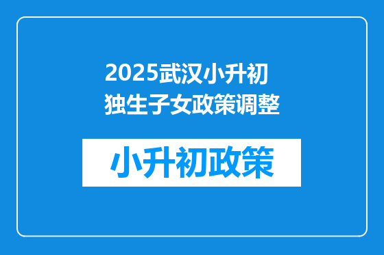 2025武汉小升初独生子女政策调整
