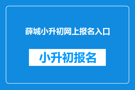 薛城小升初网上报名入口