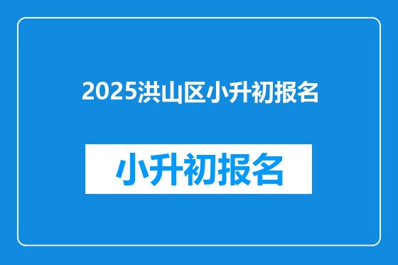 2025洪山区小升初报名