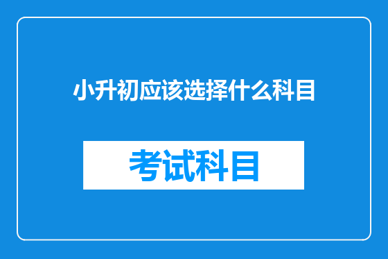 小升初应该选择什么科目