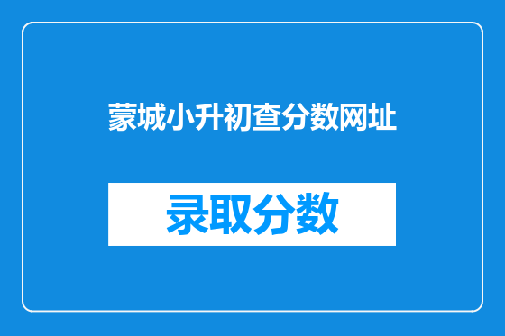 蒙城小升初查分数网址