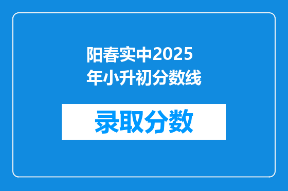 阳春实中2026年小升初分数线
