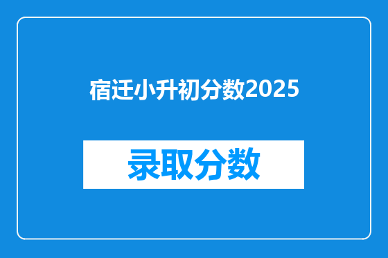 宿迁小升初分数2026