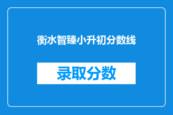 衡水智臻小升初分数线