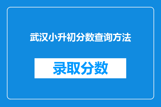 武汉小升初分数查询方法